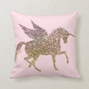 Cojín Decorativo Unicornio Pegasus Caballo Brillante Purpurina Dora