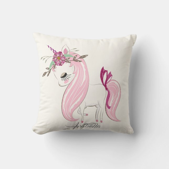 Cojín decorativo unicornio personalizado (Anverso)