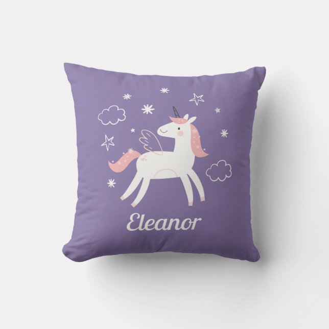 Cojín Decorativo Unicornio Personalizado Niñas Lindas  (Anverso)