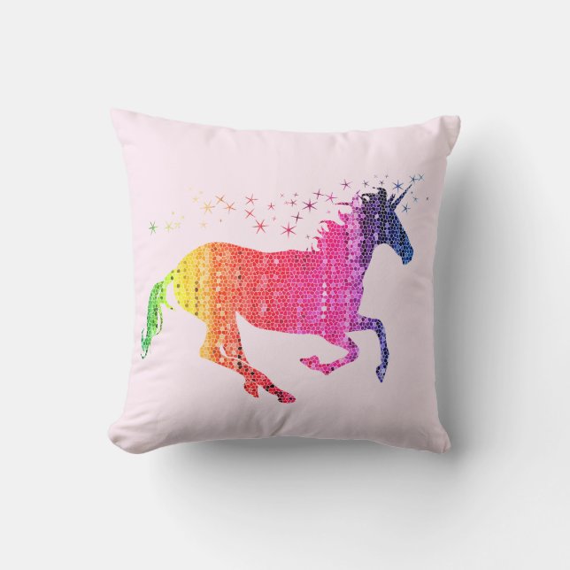 Cojín Decorativo Unicornio rosa arcoiris (Anverso)