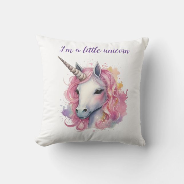 Cojín Decorativo unicornio rosa lindo (Anverso)