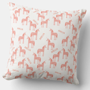 Cojín Decorativo Unicornio Rosa Nombre Personalizado