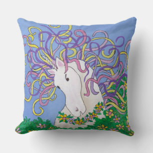 Cojín Decorativo Unicornio rosa y púrpura