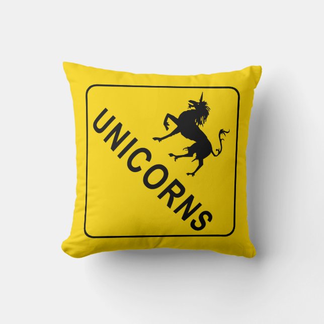 Cojín Decorativo Unicornio - Rótulo cruzado de Unicornios (Anverso)