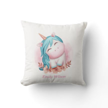 Unicornio sonriente con iniciales en acuarela ador