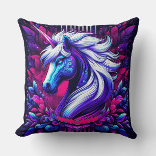 Cojín Decorativo Unicornio Vibrante Con Elementos Florales