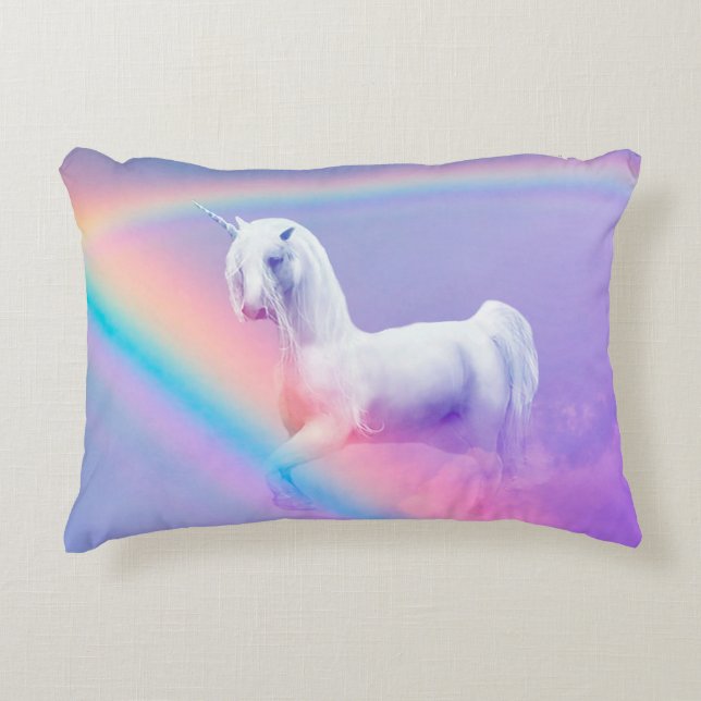 Cojín Decorativo Unicornio y arco iris (Anverso)