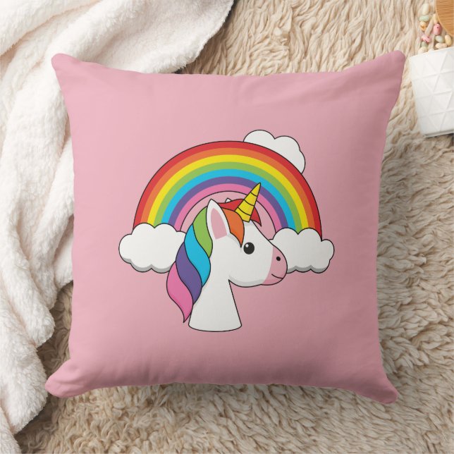 Cojín Decorativo Unicornio y arcoiris con nubes kawaii (Manta)