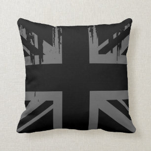 Cojín Decorativo Union Jack (bandera BRITÁNICA de plata del grunge