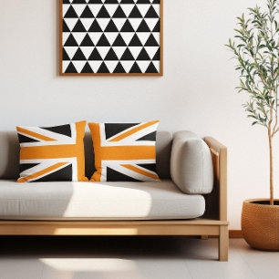 Cojín Decorativo Union Jack medio negro y naranja