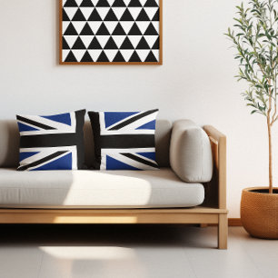 Cojín Decorativo Union Jack Mitad Azul y Negro