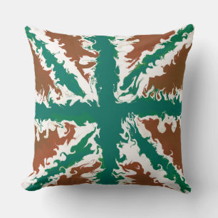 Cojín Decorativo Union Jack pintó el arte británico verde y la deco