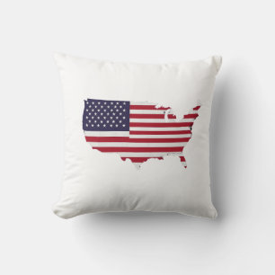 Cojín Decorativo United States Map Filled with American Flag