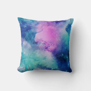 Cojín Decorativo Universo Espacial Nebulosa Estelar Acuarela Rosa A