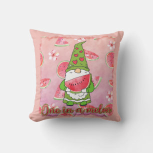 Cojín Decorativo Uno en un melón   Gnome verde y sandía