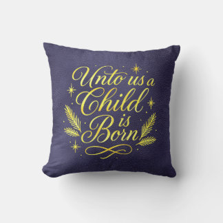 Cojín Decorativo Unto Us un Niño nos es Nacido Escritura Navidad Az