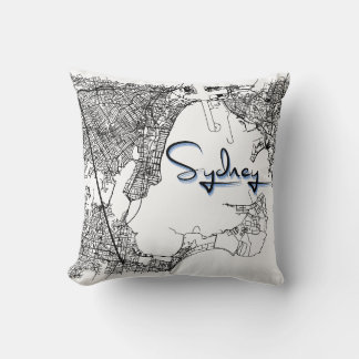 Cojín Decorativo Urban Sydney Street Map – Black & White Accent Cus