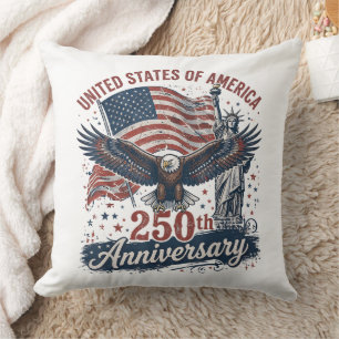 Cojín Decorativo USA 250 Aniversario Águila Calva Estatua de la Lib