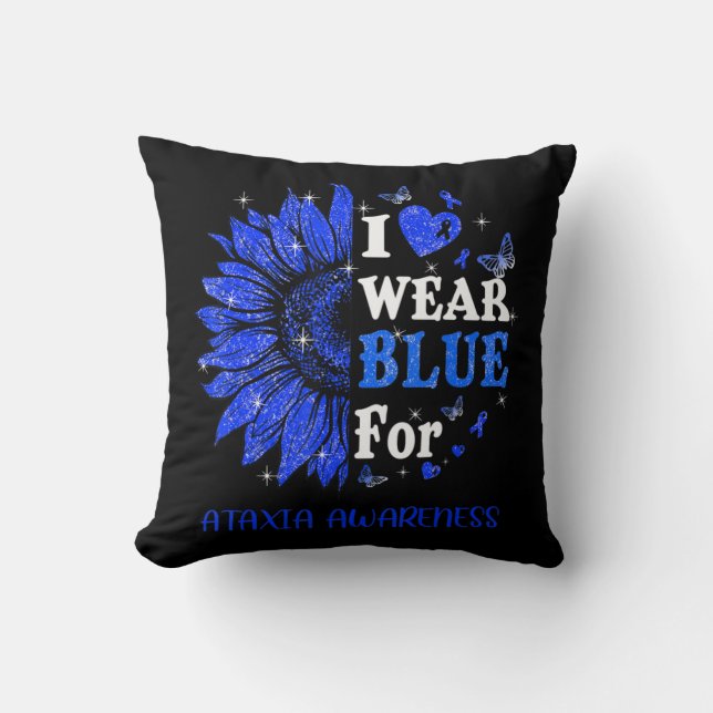 Cojín Decorativo Uso Blue Twinkle Heart Sunflower Ataxia Awarene (Anverso)