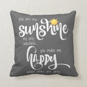 Cojín Decorativo Usted es mi sol; gris/blanco, con las rayas