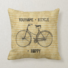 Cojín Decorativo Usted más la bicicleta iguala amarillo antiguo