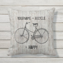 Cojín Decorativo Usted más la bicicleta iguala el tablón de madera