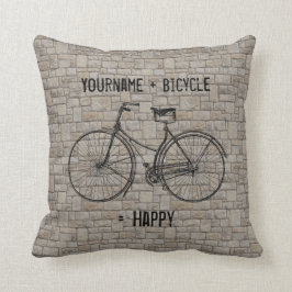 Cojín Decorativo Usted más la bicicleta iguala los ladrillos