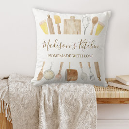 Cojín Decorativo Utensilios de cocina de acuarela personalizados