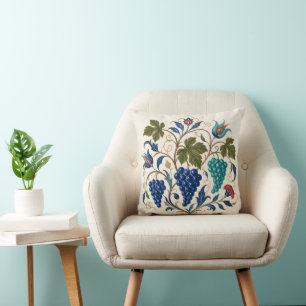 Cojín Decorativo Uva y Tulipán Otomano Arte Floral Turco