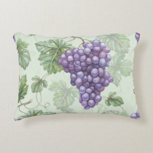 Cojín Decorativo Uvas Acuarela, Patrón de infiltración de fruta.