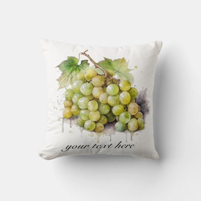 Cojín Decorativo Uvas acuáticas de viñedo, personalizado (Anverso)