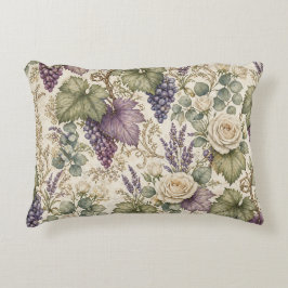Cojín Decorativo Uvas Antiguas, Lavanda y Rosas Blancas