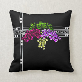 Cojín Decorativo Uvas Art Deco en negro