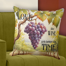 Cojín Decorativo Uvas de color de agua romántica amante del vino