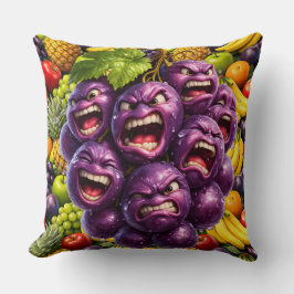 Cojín Decorativo Uvas gruñonas y frutas enojadas divertido capricho
