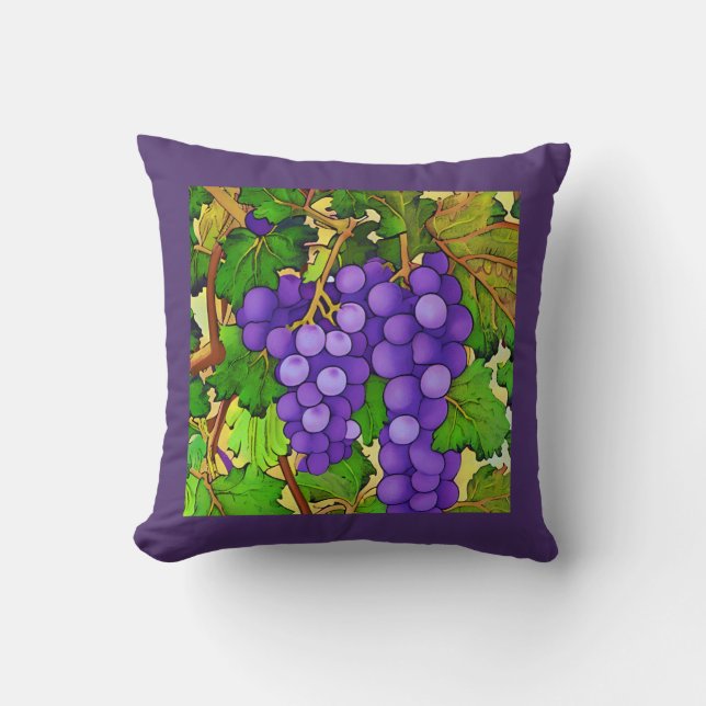 Cojín Decorativo Uvas moradas en una uva (Anverso)