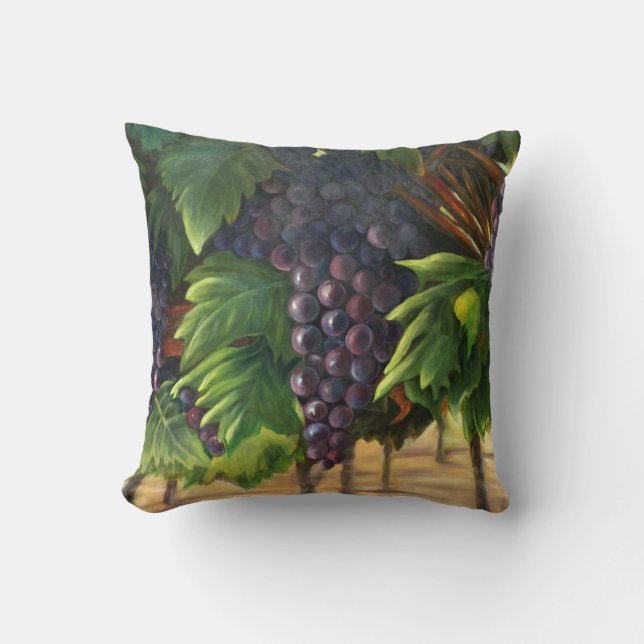 Cojín Decorativo Uvas Pillow con arte original (Anverso)