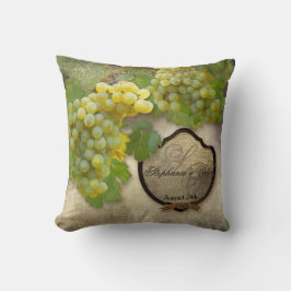 Cojín Decorativo Uvas rústicas de viñedos de uva Art Wine Label Dec