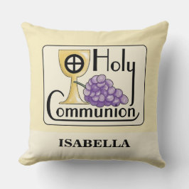 Cojín Decorativo Uvas y Copa de Primera Comunión, Personalizable