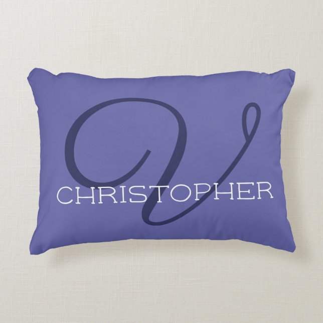 Cojín Decorativo V Caligrafía Inicial Nombre Monogramado (Anverso)