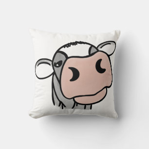 Cojín Decorativo vaca de dibujos animados negro blanco rosa beso gr