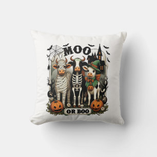 Cojín Decorativo Vaca de Halloween Moo o Boo