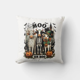 Cojín Decorativo Vaca de Halloween Moo o Boo