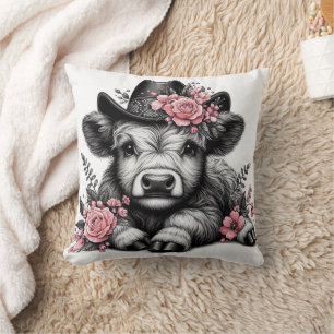 Cojín Decorativo Vaca de las Tierras Altas con Sombrero y Decoració