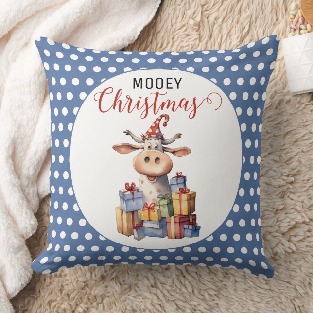 Cojín Decorativo Vaca de Navidad con juego de palabras  (Manta)
