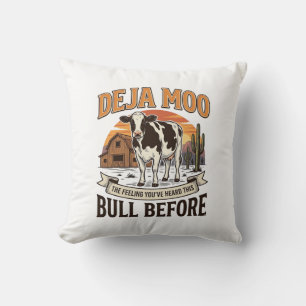 Cojín Decorativo Vaca divertida Deja Moo Diseño de camisa western v