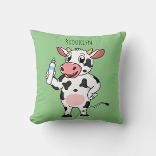 Cojín Decorativo Vaca feliz con personalizado de biberón