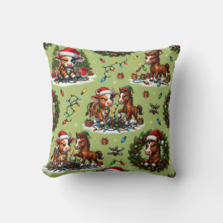 Cojín Decorativo Vaca gruñona y caballo de Navidad
