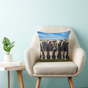 Cojín Decorativo Vaca Holstein con un Gorra de vaquero
