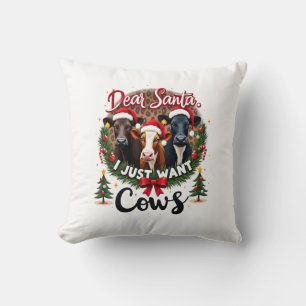 Cojín Decorativo Vaca Navidad Querido Santa Solo Quiero Vacas Diver